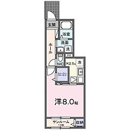 サニーヒルズ 1Kの間取図画像