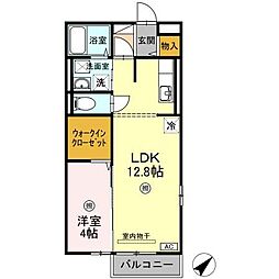 サウスグラース 3階1LDKの間取り