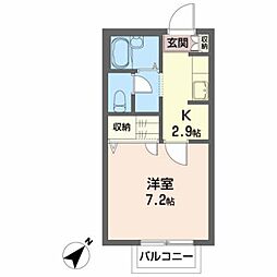 リブシャーメゾン 1Kの間取図画像