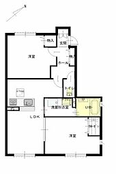 ヴィアソーレ　参番館 1階2LDKの間取り