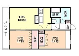 Ｍｔ．Ｖｉｅｗ大久保 1階2LDKの間取り