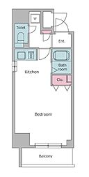 レジディア大井町 2階ワンルームの間取り