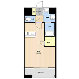 ＬＥＧＥＮＤ水前寺 14階ワンルームの間取り