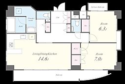 JR山手線 渋谷駅 徒歩10分の賃貸マンション 9階2LDKの間取り