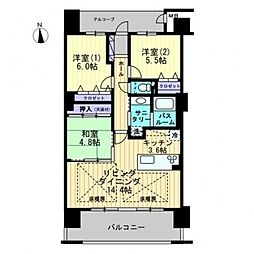 アルファステイツ殿町 13階3LDKの間取り