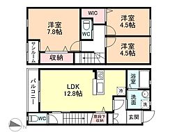ナチュラルヴィレッジ町村II　Ａ棟 1階3LDKの間取り