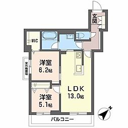 フィグ古江東町 3階2LDKの間取り