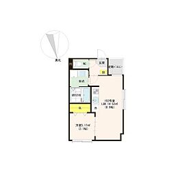 アストレア長町 1階1LDKの間取り