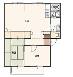 サンライフ原田A 2LDKの間取図画像