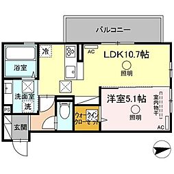 Crest（クレスト） 1階1LDKの間取り
