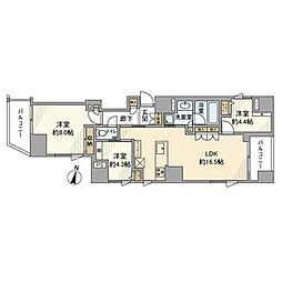 GREEN　PARK　文京白山 3階3LDKの間取り