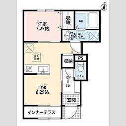 リーブルファイン志木上宗岡 1階1LDKの間取り
