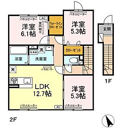 D-ROOM平岡 2階3LDKの間取り