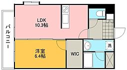 JR豊肥本線 原水駅 徒歩20分の賃貸マンション 2階1LDKの間取り