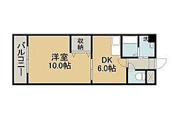 レスポアール　参番館 2階1DKの間取り