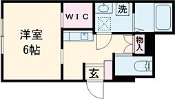 アズール琴平 1階1Kの間取り