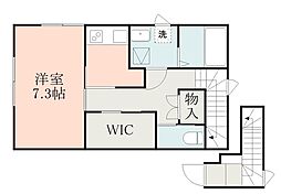 アズール琴平 2階1Kの間取り