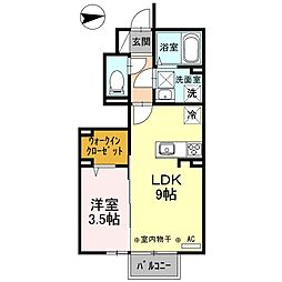 ルボンショワ 1階1LDKの間取り