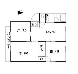 ＭＫ　ハイツ　Ａ 1階3DKの間取り