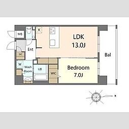 S-RESIDENCE大手門awesome 1LDKの間取図画像