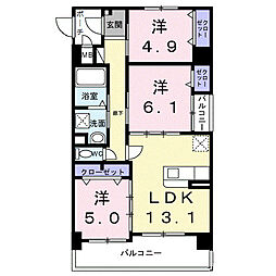 セレノ・カーサ 塩屋 3LDKの間取図画像