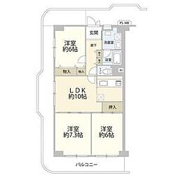新小岩ガーデンハイツ 310 3階3LDKの間取り