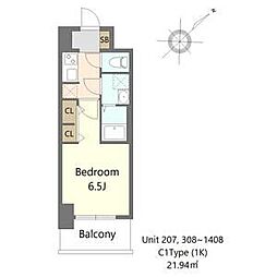 阪堺電気軌道阪堺線 大小路駅 徒歩5分の賃貸マンション 12階1Kの間取り