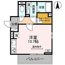 la chance 3階ワンルームの間取り