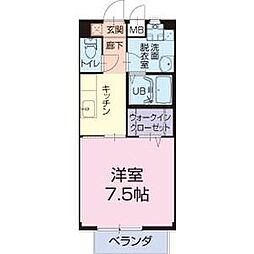 BM亀山2 1Kの間取図画像