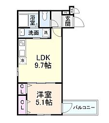 サンセレーノ minami 1階1LDKの間取り