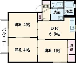 モアハウス 3DKの間取図画像