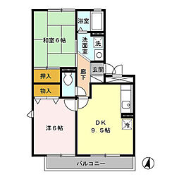 ハイカムールマルナカ 3階2DKの間取り