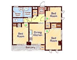 リルームス若草町 2階3DKの間取り