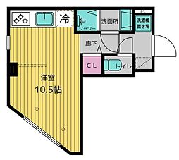 練馬レーベル 101 1階ワンルームの間取り