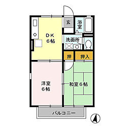 メゾンベール　参番館 1階2DKの間取り