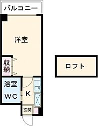 シティパレスやすらぎの道P3 332 3階1Kの間取り