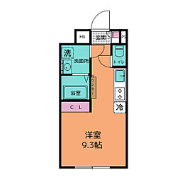グランイニシオ徳川 2階ワンルームの間取り