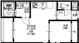 R-smart　W　熊大病院 1階1LDKの間取り