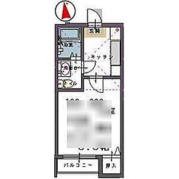 リーベンハイツ 2階1Kの間取り