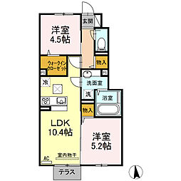 セジュール原町6 2LDKの間取図画像