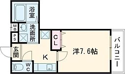 おおさか東線 JR俊徳道駅 徒歩7分の賃貸アパート 1階1Kの間取り