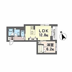 メゾンドノアール A0201 2階1LDKの間取り