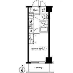 ヴェルト板橋 2階1Kの間取り