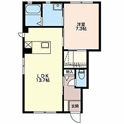 コスモス　ハイツ Ｃ 1階1LDKの間取り