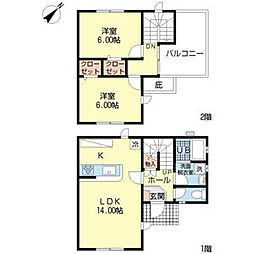 LOHAS　TOWN 1階2LDKの間取り