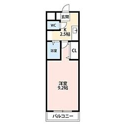 A・City弁天 1Kの間取図画像