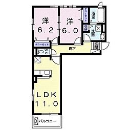 グレンディール1 2LDKの間取図画像