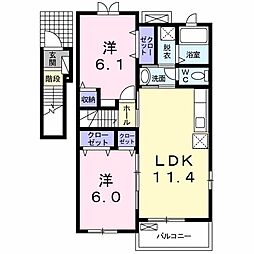 エテルノ・デーアB 2LDKの間取図画像