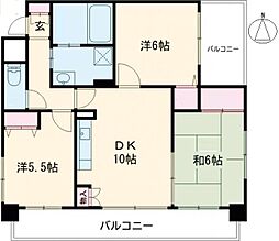 サンライズエモト 501 5階3DKの間取り