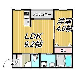 LECOCON四日市VI 102 1階1LDKの間取り